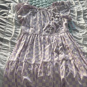 Charming Lavender Checkered Kids Dress